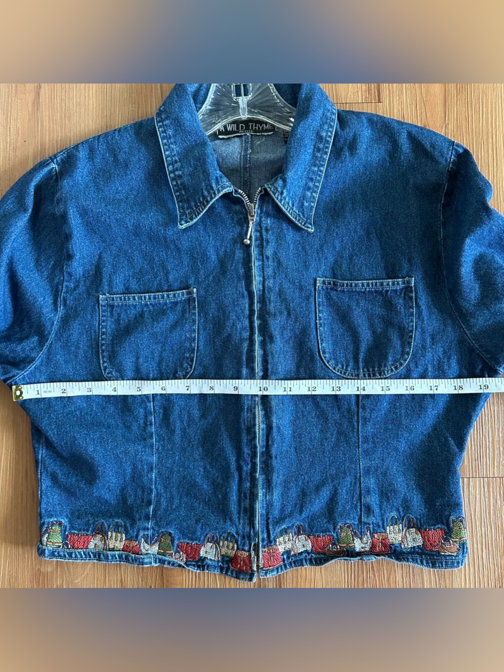 A Wild Thyme Women's Blue Denim Zip-Front Jacket - Picture 4 of 8